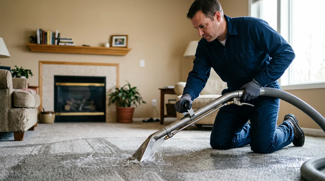 Water damage restoration technician working near Greenbank, WA